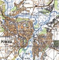 Топографічна карта Ромнів